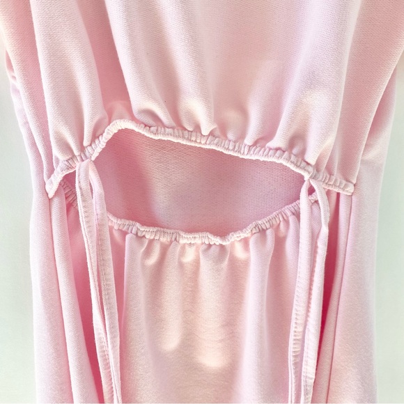 NWT PrettyLittleThing Baby Pink Puff Sleeve Cut Out Tie Sweatshirt Mini Dress 0 - Picture 8 of 12